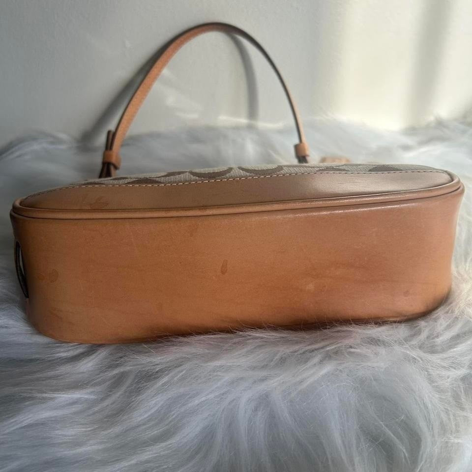 Coach Signature Demi Pouch Brown Canvas Leather 6094 Shoulder Bag Good