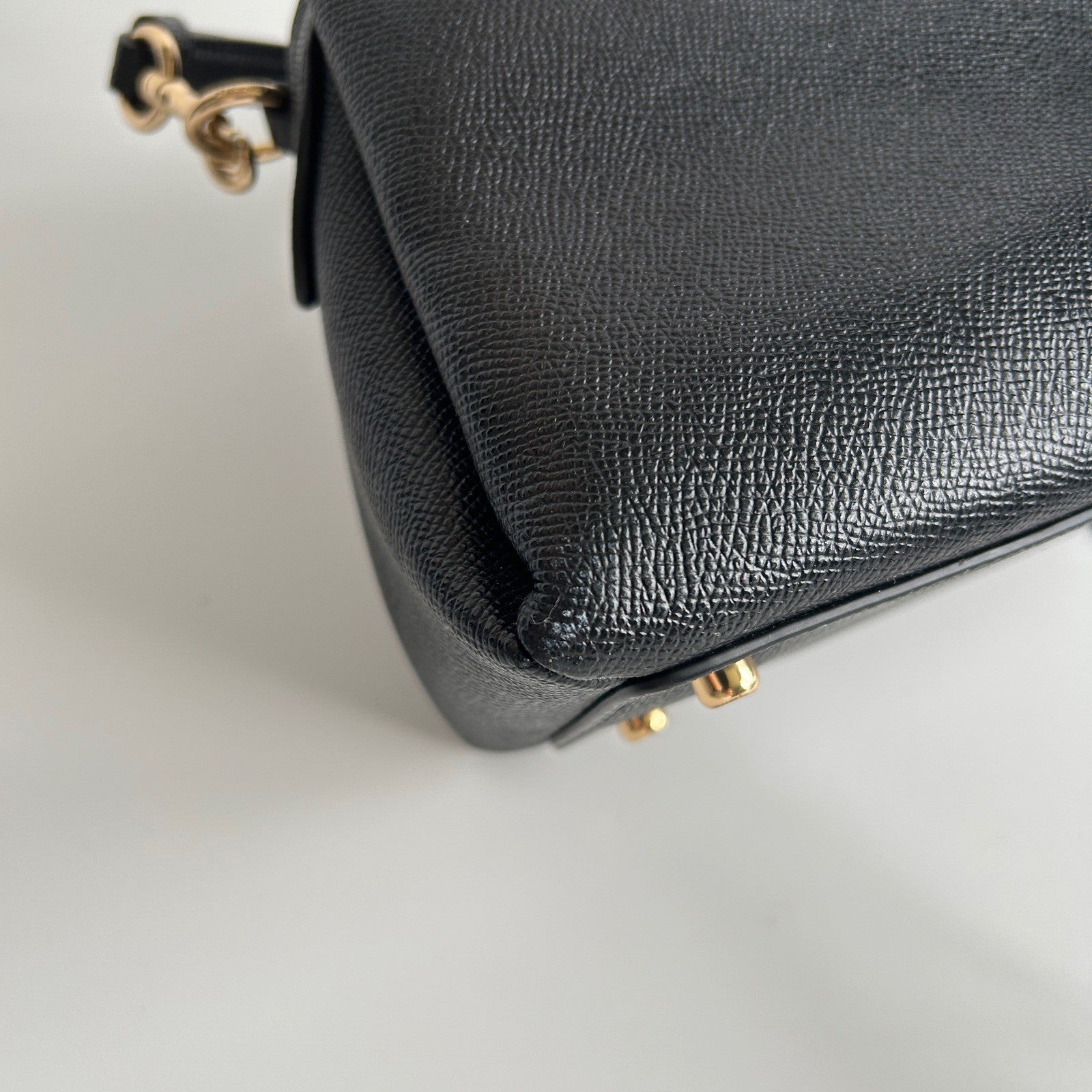 Coach Mini Lillie Carryall Black Crossgrain Leather Satchel Excellent