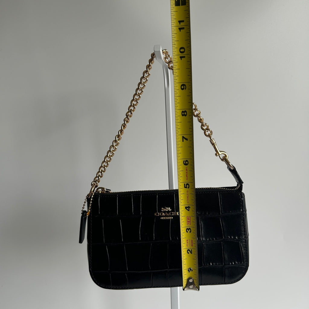Coach Nolita 19 Black Crocodile Embossed Leather Wristlet Bag Excellent