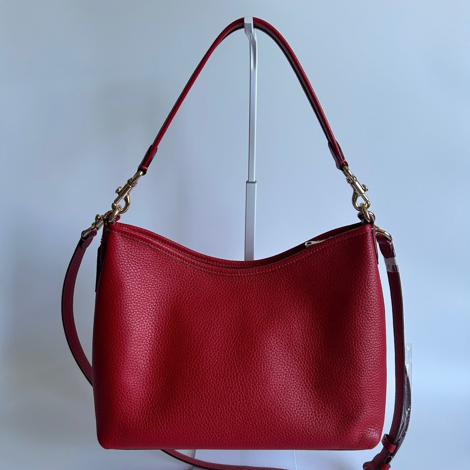 Coach Laurel Red Pebbled Leather Shoulder Bag CR148 Excellent