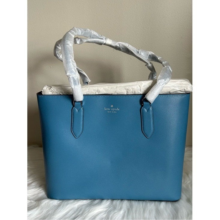Kate Spade Harper Niagara Blue Pebbled Leather Tote Bag NEW