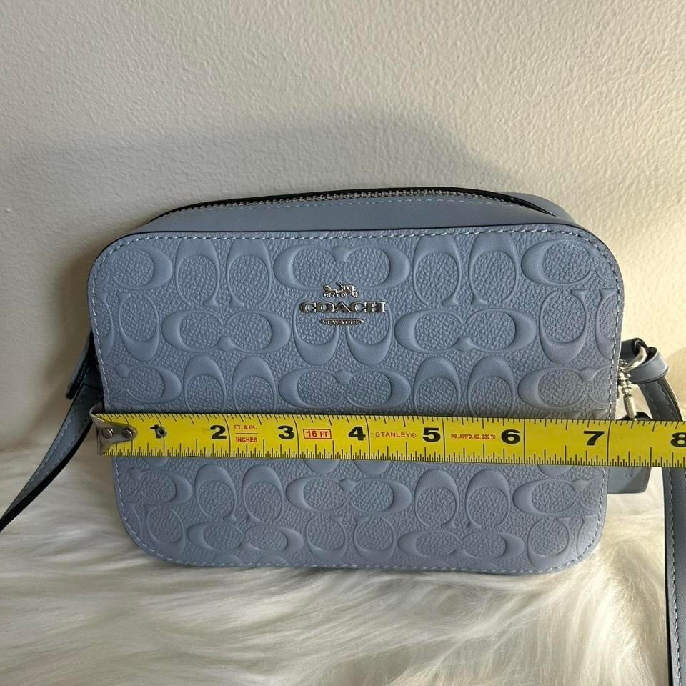 Coach Mini Camera Bag Twilight Blue Pebbled Leather Crossbody NEW