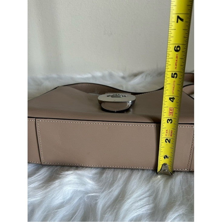 Coach Eliza Shoulder Bag Beige Leather Silver Hardware CP004