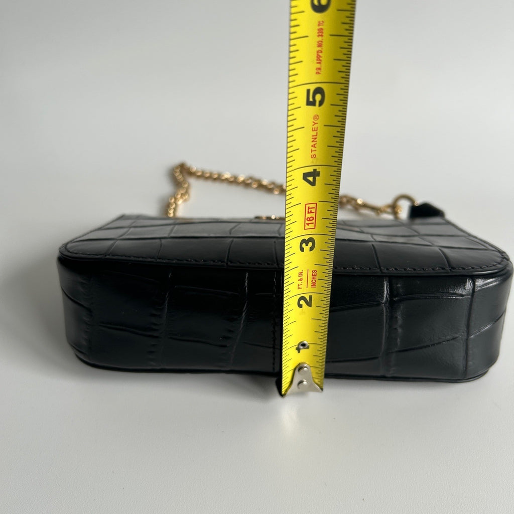 Coach Nolita 19 Black Crocodile Embossed Leather Wristlet Bag Excellent