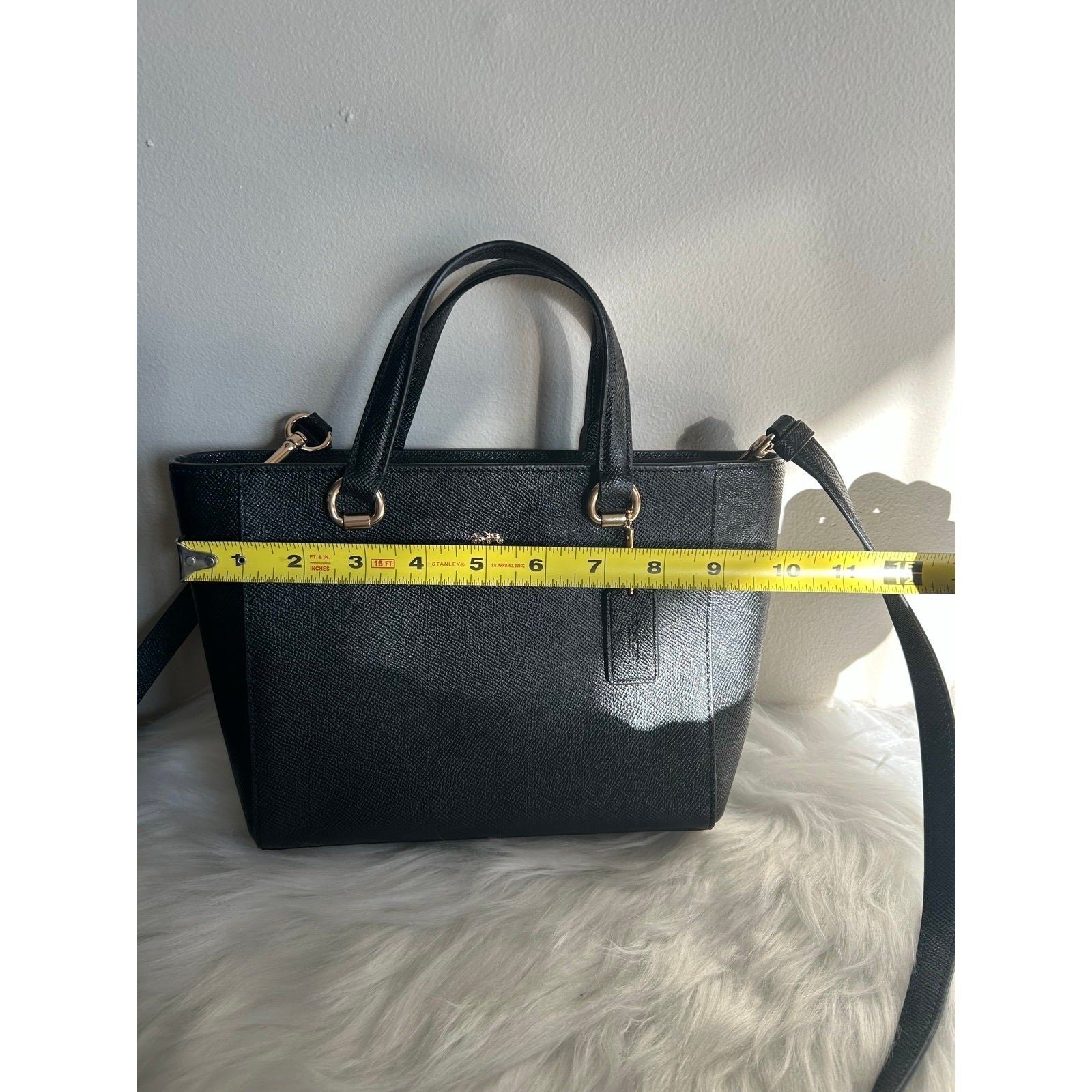 Coach Alice Satchel Black Crossgrain Leather Shoulder Bag Excellent