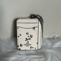 Coach Star Studded Zip Card Case Chalk White Leather Wallet Excellent