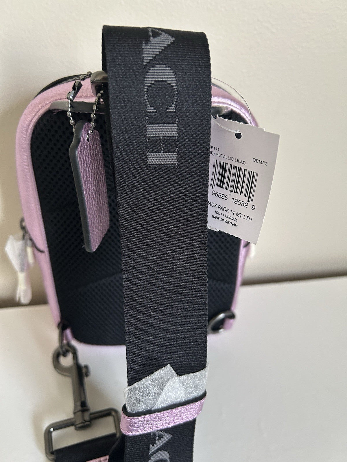 NWT Coach Track Pack 14 Sling Bag Backpack Metallic Lilac
