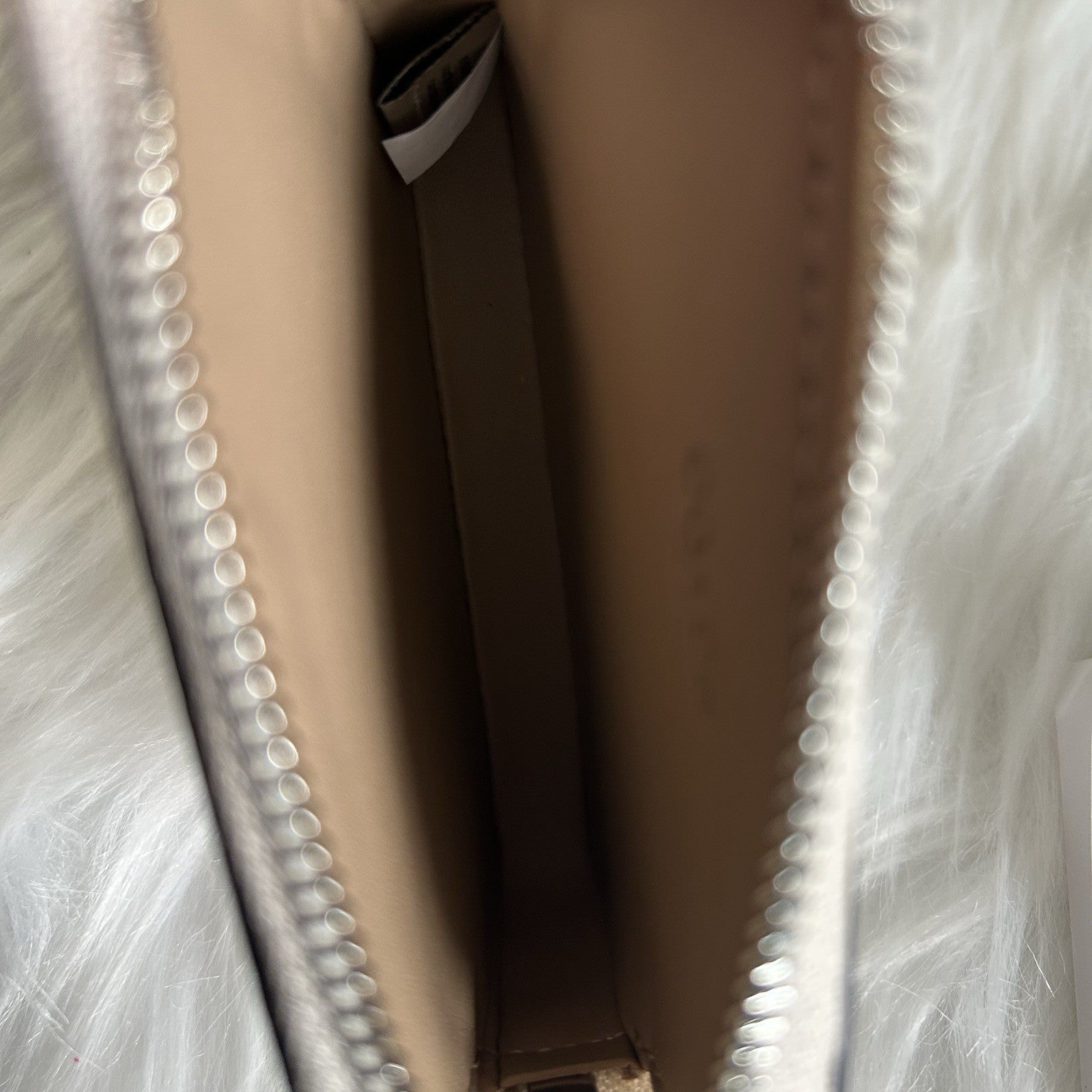 Coach Zip Card Case Chalk White Leather Star Glitter ID Window Chain Wristlet