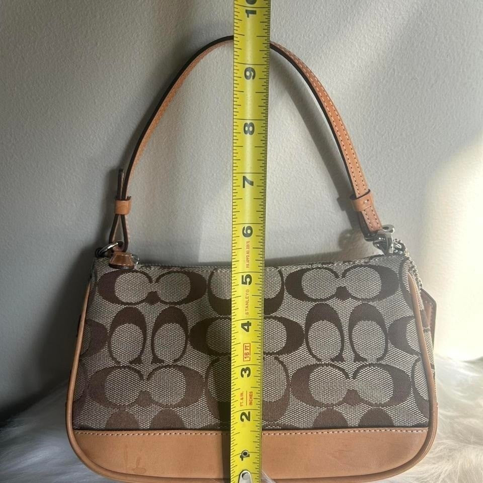 Coach Signature Demi Pouch Brown Canvas Leather 6094 Shoulder Bag Good