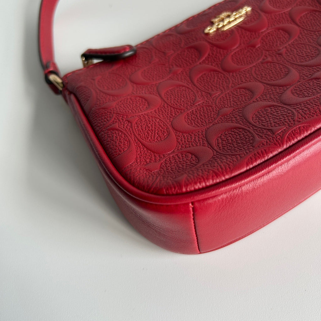 Coach Nolita 19 Red Signature Leather Wristlet Shoulder Bag C7362 Excellent