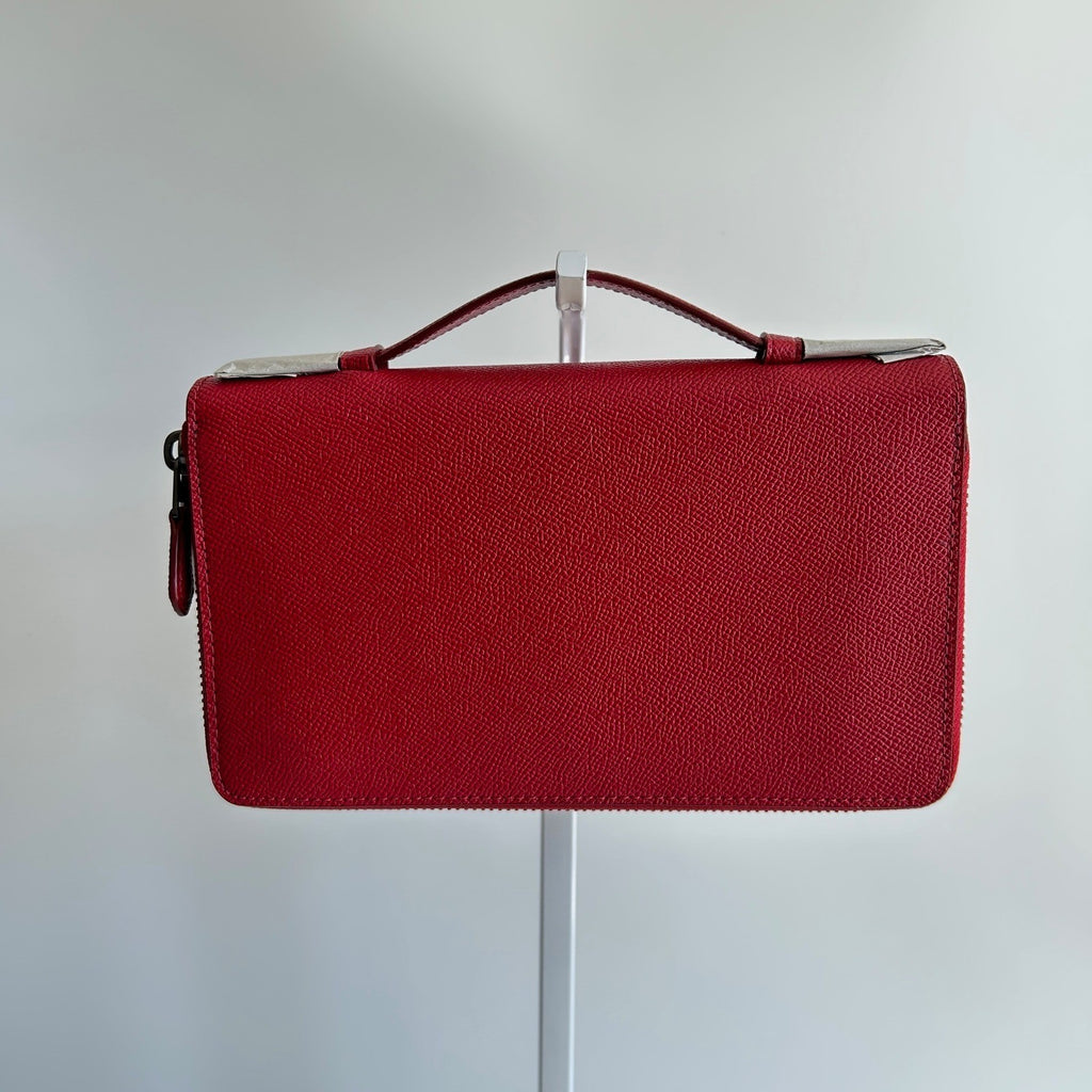 Coach Double Zip Travel Wallet Red Leather Organizer F23334 NEW