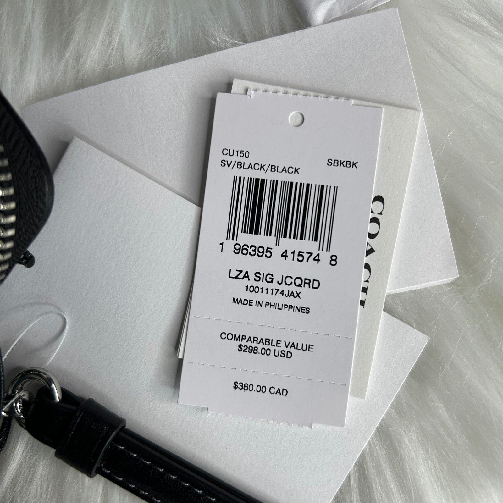 Coach CU150 Black Signature Jacquard Long Zip Around Wallet NWT