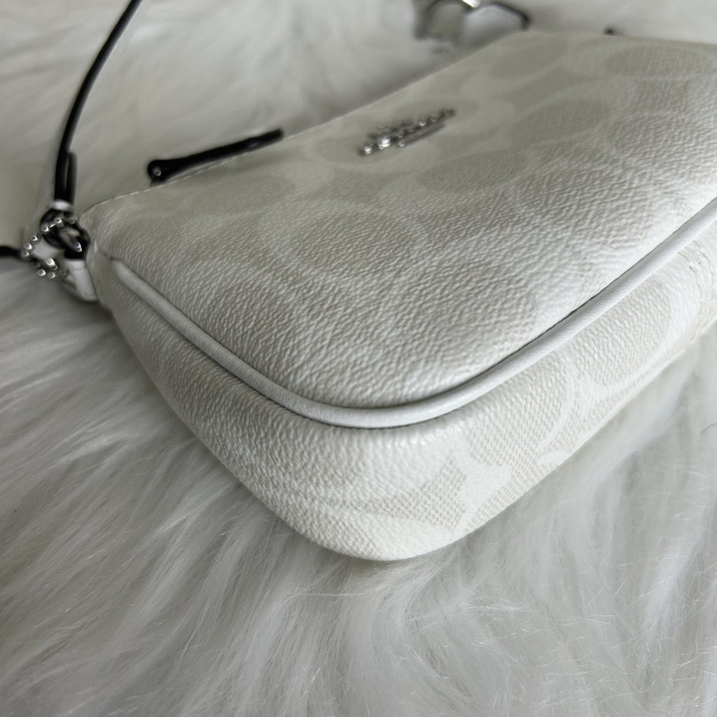 Coach Nolita 15 Mini Chalk White Signature Canvas Shoulder Bag Good