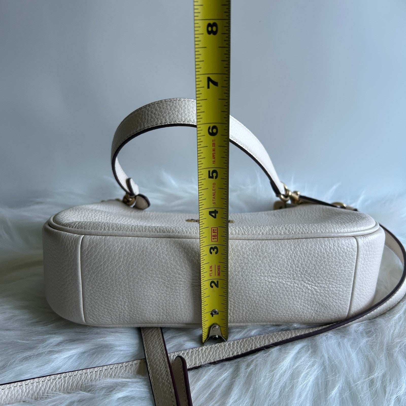 Coach Disney Mickey Chalk White Pebbled Leather Teri Shoulder Bag Excellent