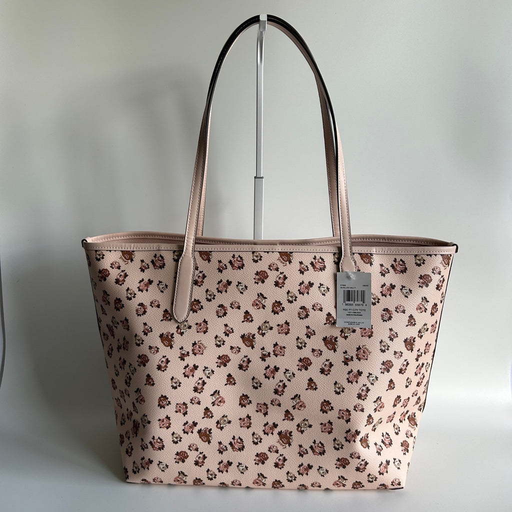 Coach City Tote Rose Print Blush Multi Crossgrain Leather Bag NEW CY682