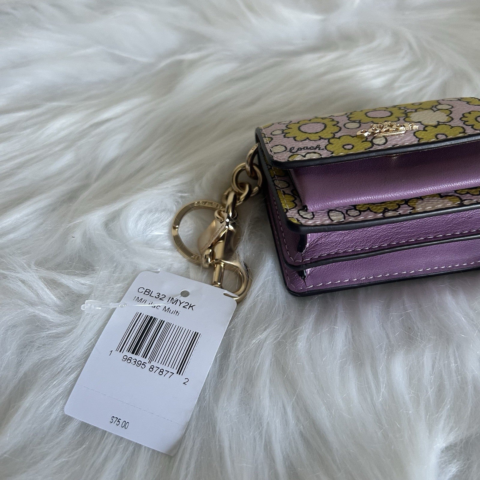 Coach Mini Klare Lilac Multi Floral Leather Bag Charm NWT CBL32