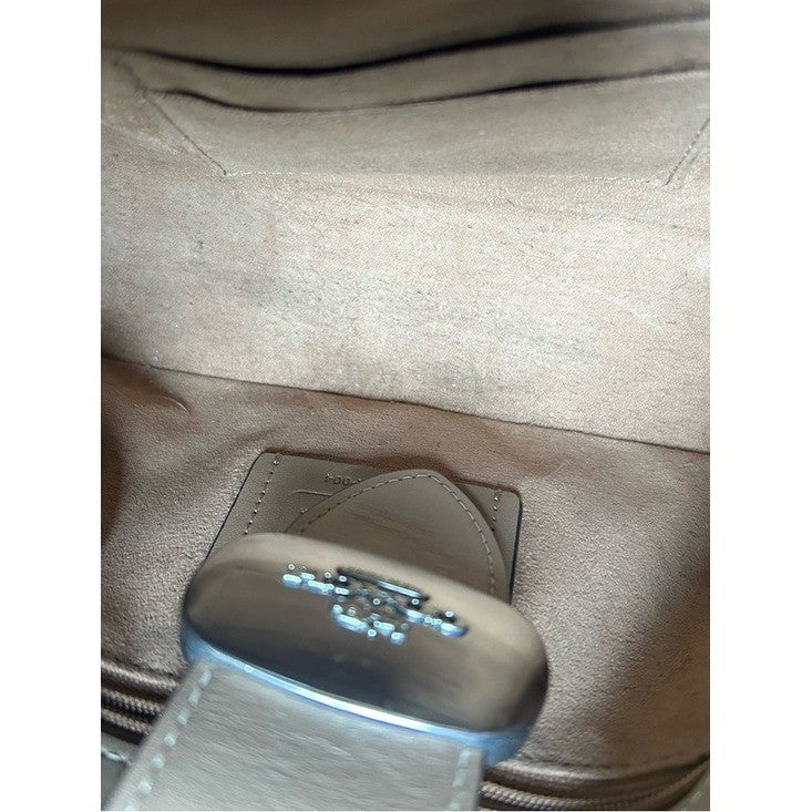 Coach Eliza Shoulder Bag Beige Leather Silver Hardware CP004