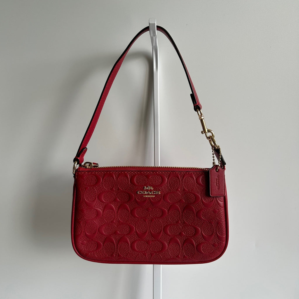 Coach Nolita 19 Red Signature Leather Wristlet Shoulder Bag C7362 Excellent