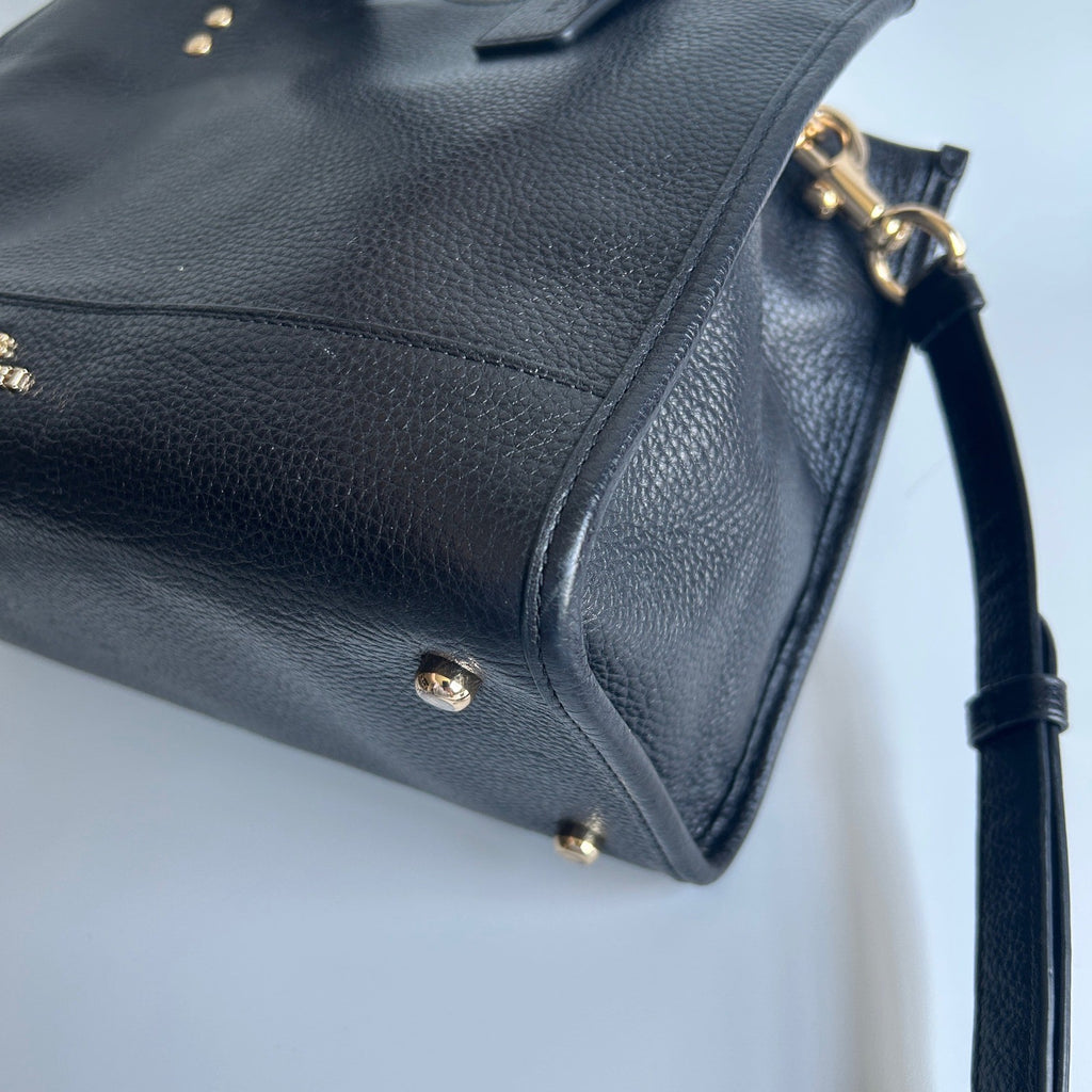 Coach Dempsey Carryall Black Pebbled Leather Shoulder Bag Excellent