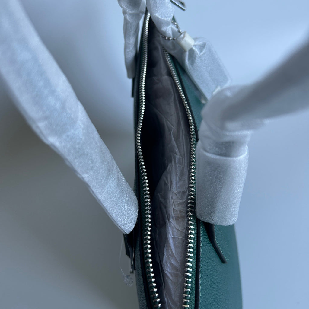 Coach Fiona Zip Tote Emerald Green Crossgrain Leather Bag NEW CW395
