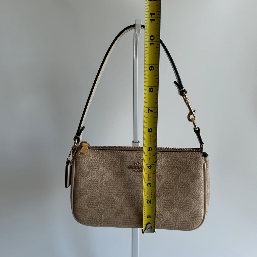 Coach Nolita 19 Light Khaki Chalk Signature Canvas Shoulder Bag Excellent