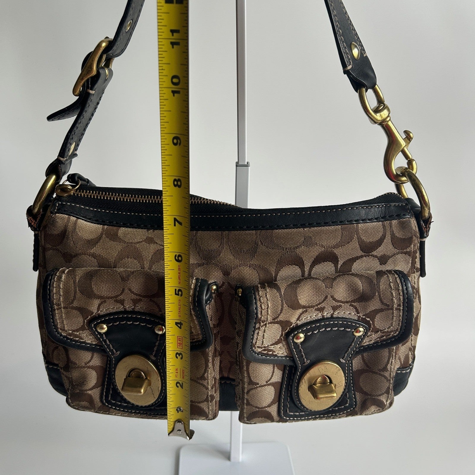 Coach Legacy Signature Brown Canvas Leather Shoulder Bag F12869 Fair