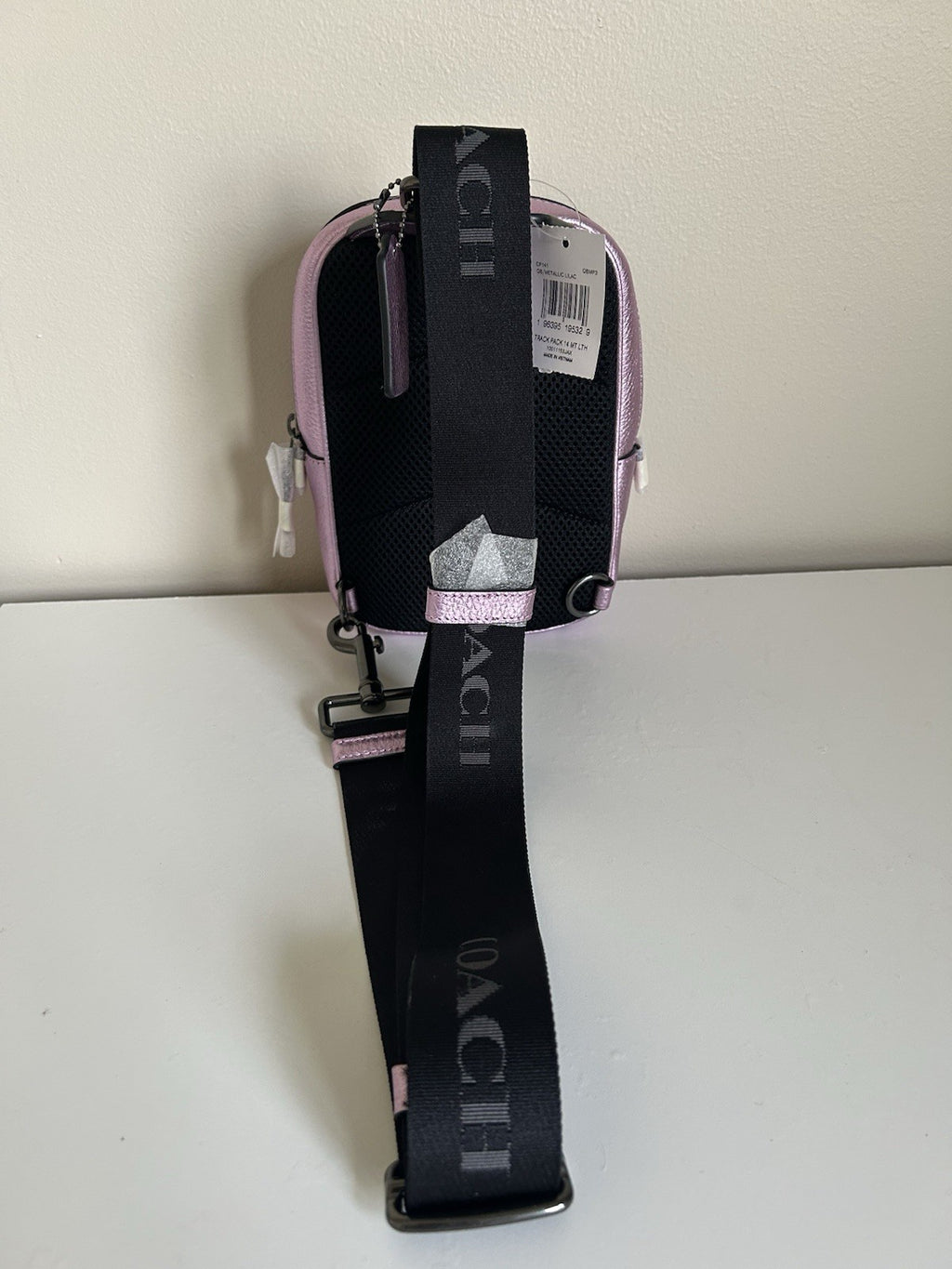 NWT Coach Track Pack 14 Sling Bag Backpack Metallic Lilac