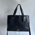 Coach Dempsey Carryall Black Pebbled Leather Shoulder Bag Excellent