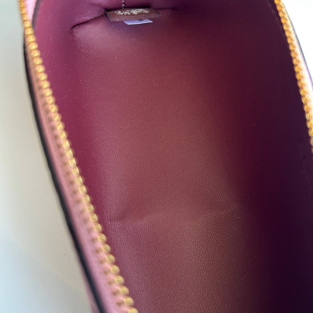 Coach Pencil Case Pink Cherry Coated Canvas Cosmetic Bag Excellent