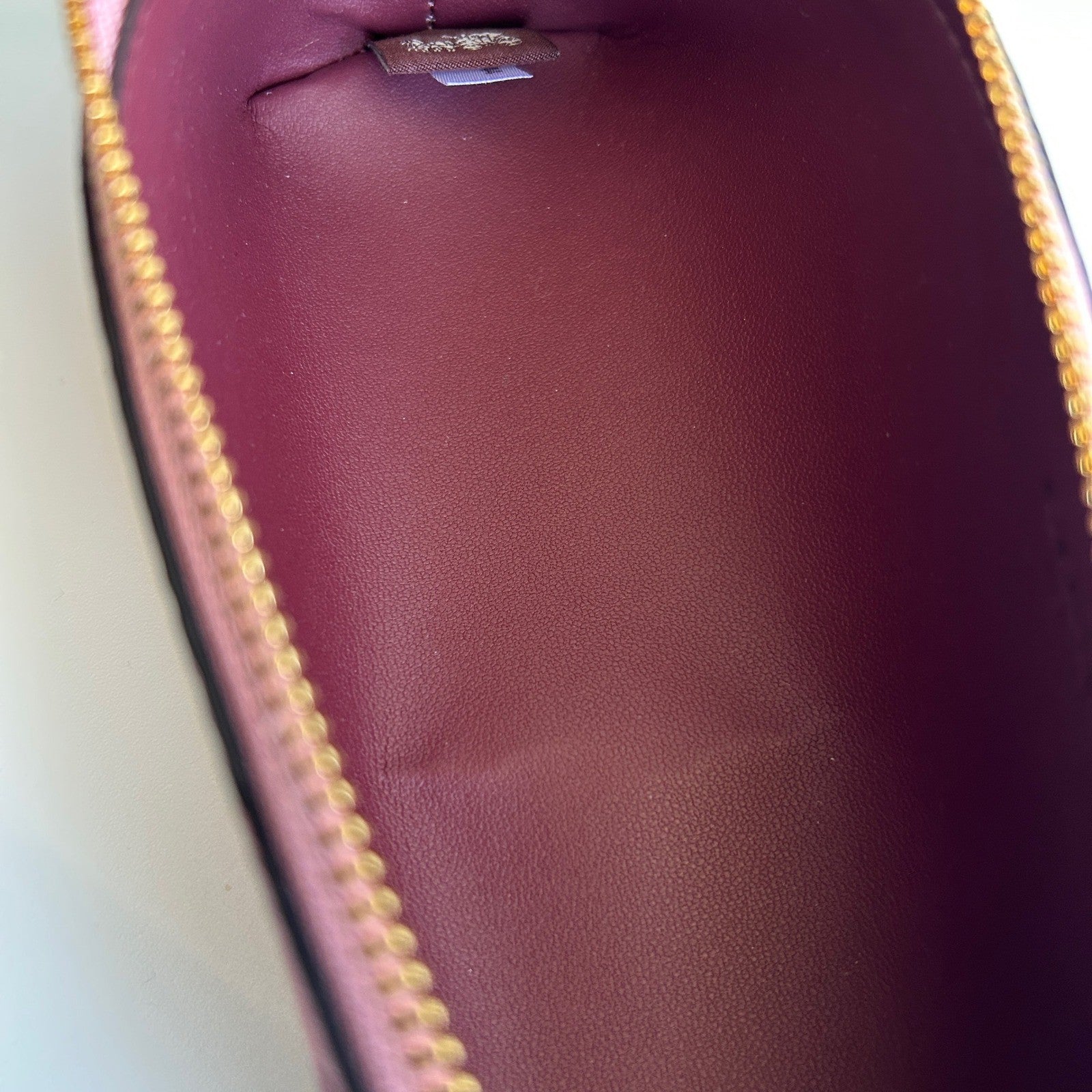 Coach Pencil Case Pink Cherry Coated Canvas Cosmetic Bag Excellent