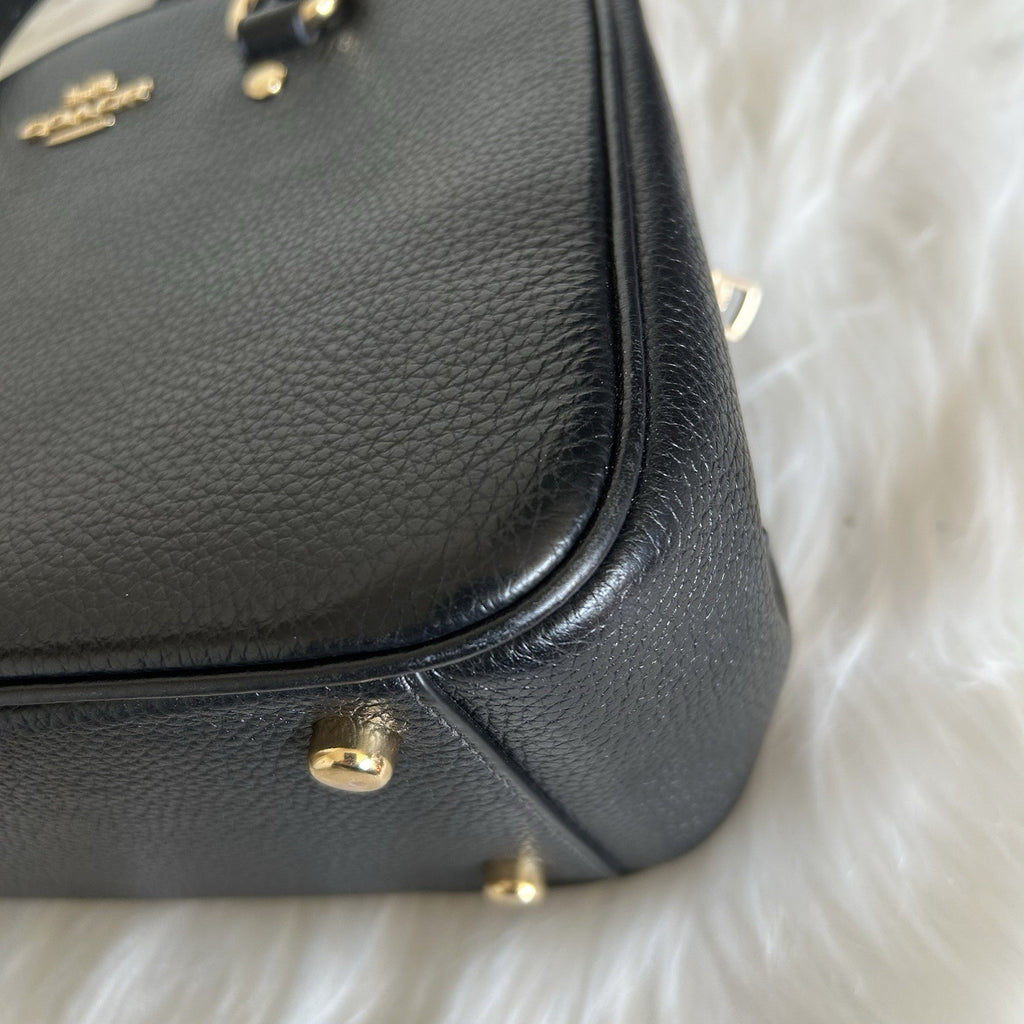 Coach Savannah Small Black Pebbled Leather Satchel Shoulder Bag Excellent