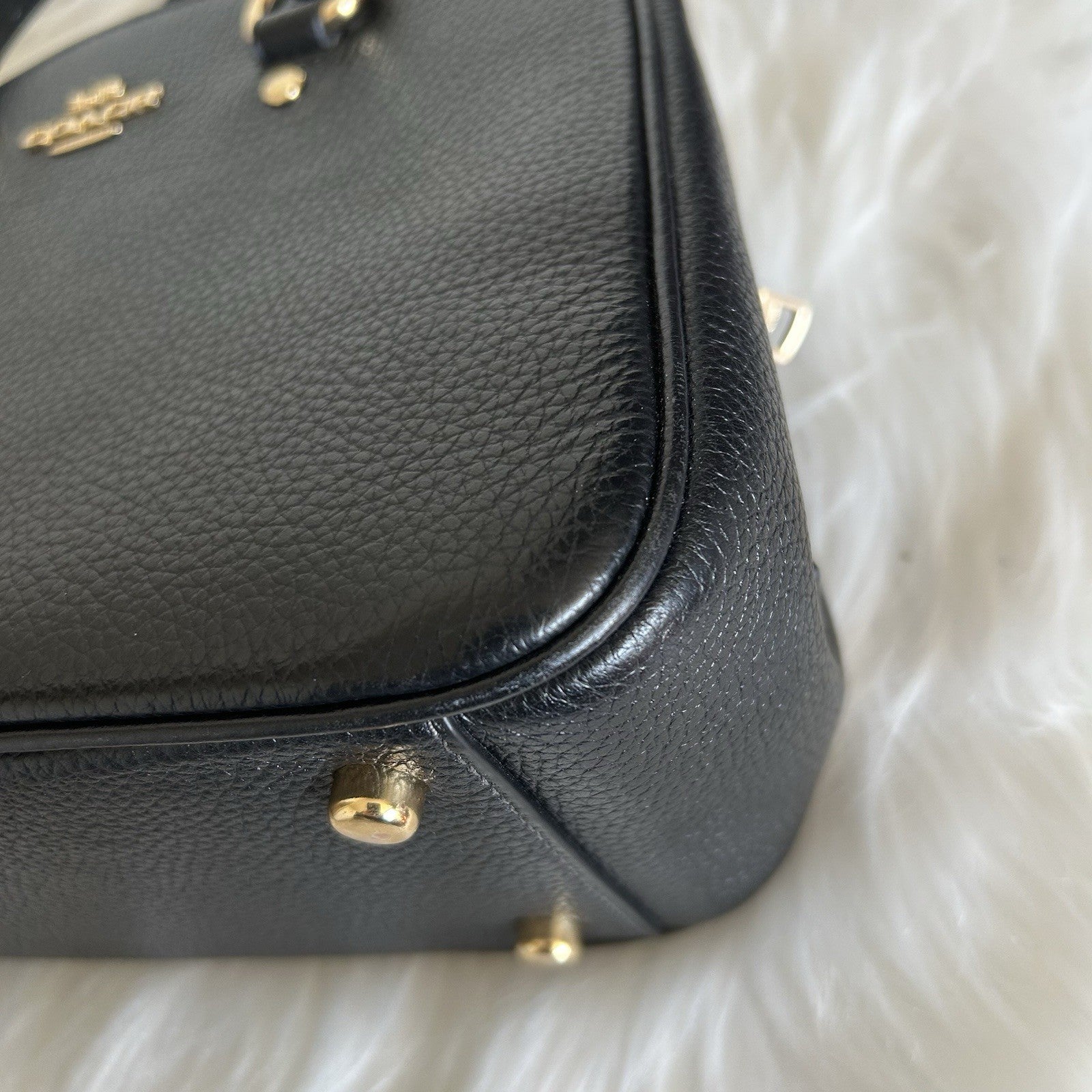 Coach Savannah Small Black Pebbled Leather Satchel Shoulder Bag Excellent