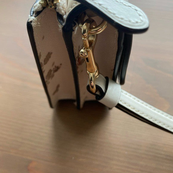 Coach Noa Pop-Up Messenger Chalk White Pebbled Leather Floral Excellent