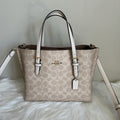 Coach Mollie Tote 25 Chalk Taupe Signature Canvas Shoulder Bag Good
