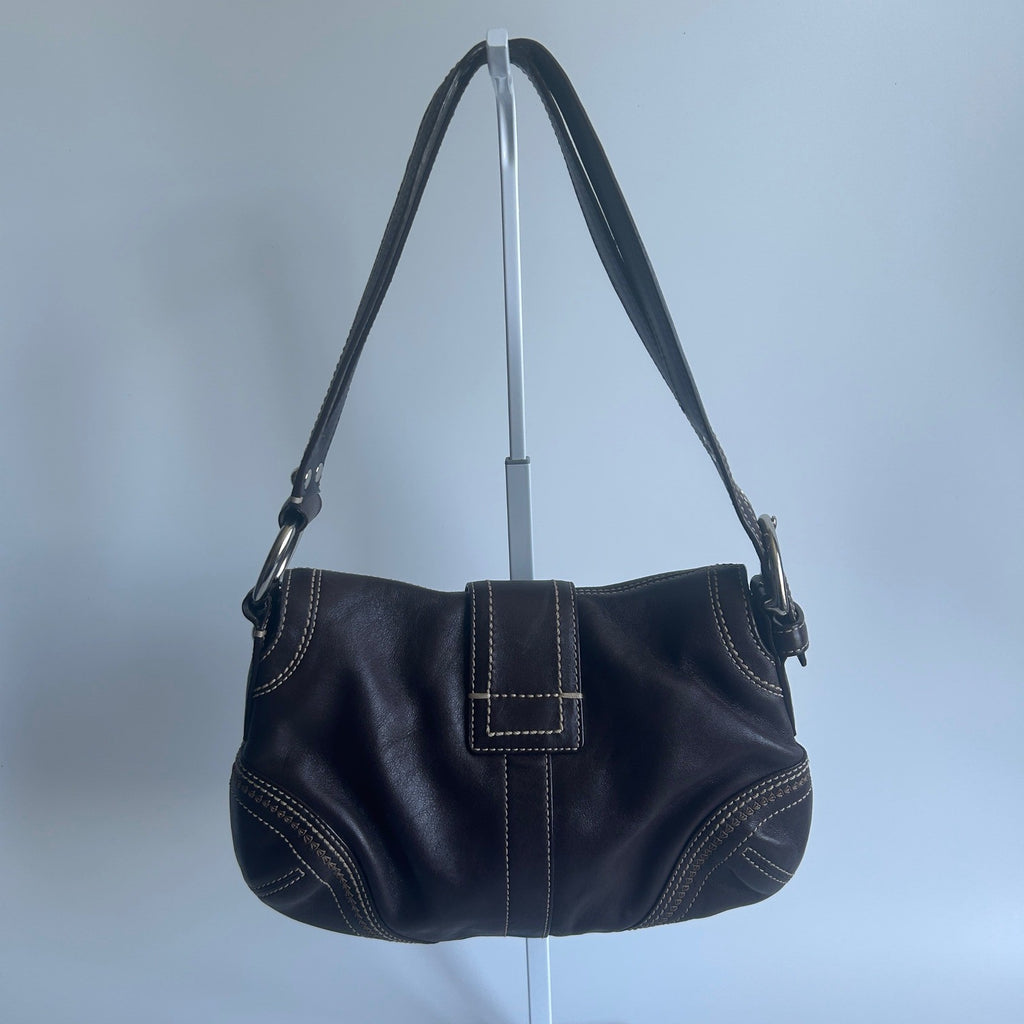Coach Soho Chocolate Brown Pebbled Leather Shoulder Bag Excellent