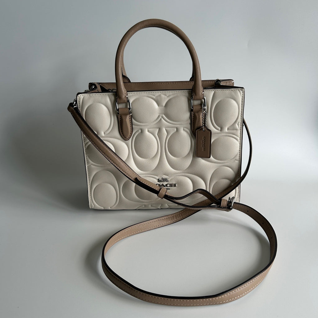 Coach Maggie Small Tote Chalk White Leather Bag CY670 Excellent