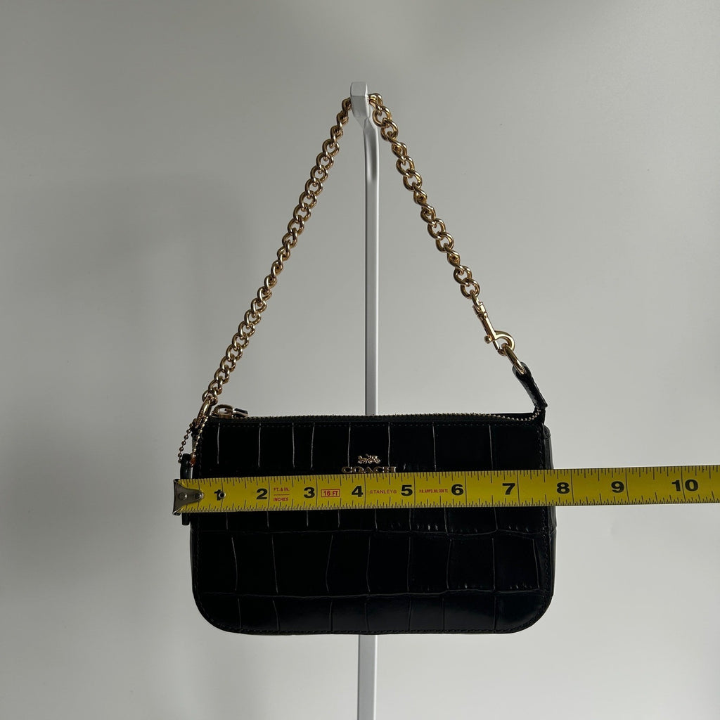 Coach Nolita 19 Black Crocodile Embossed Leather Wristlet Bag Excellent