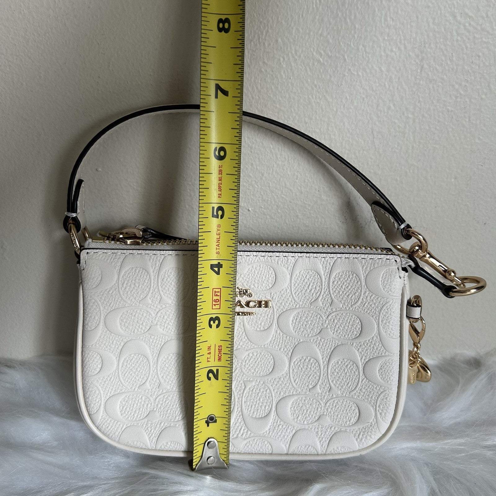 Coach Nolita 19 Chalk White Embossed Leather Shoulder Bag Excellent
