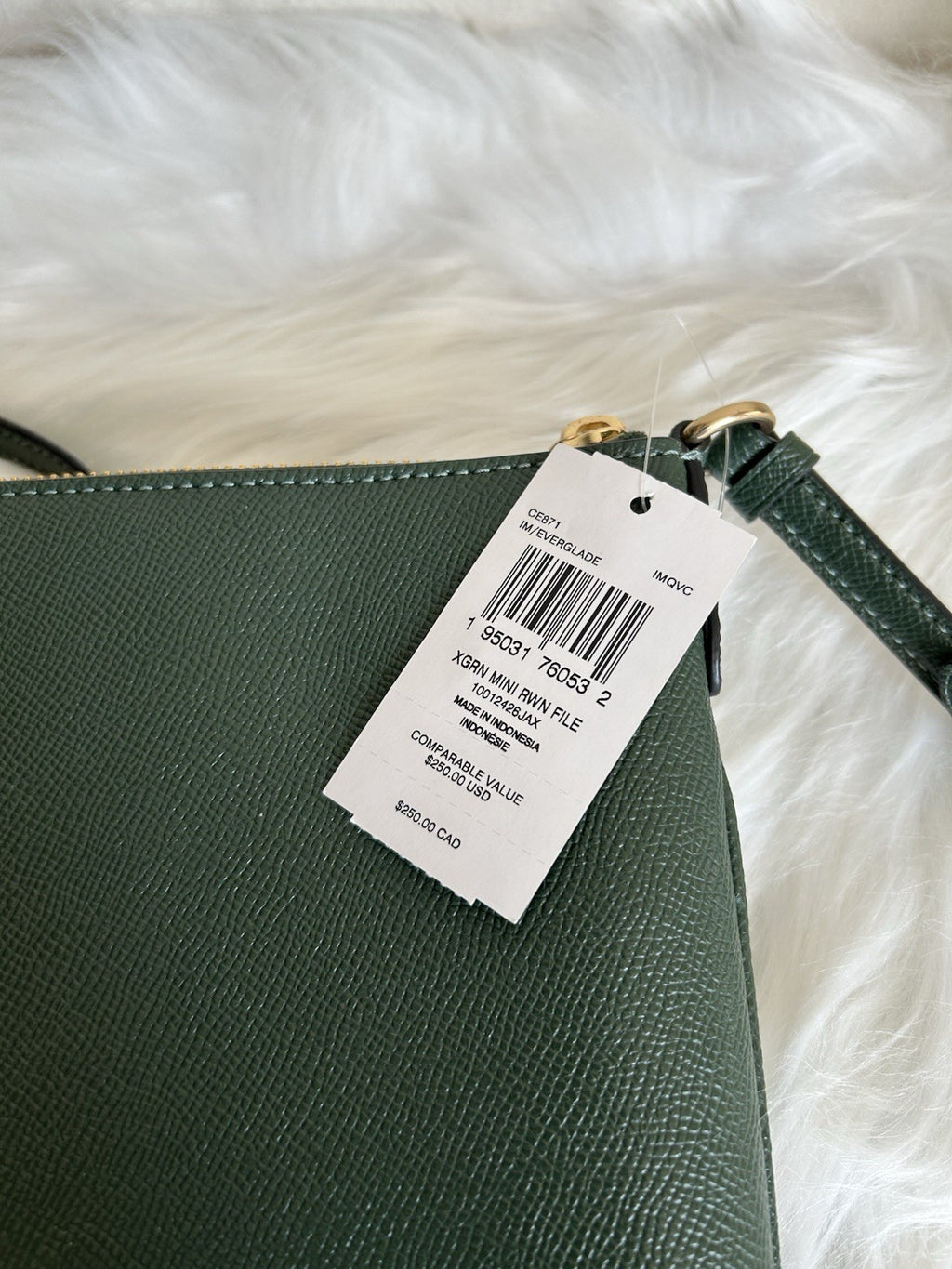 Coach Mini Rowan File Everglade Green Crossgrain Leather Crossbody Bag NWT