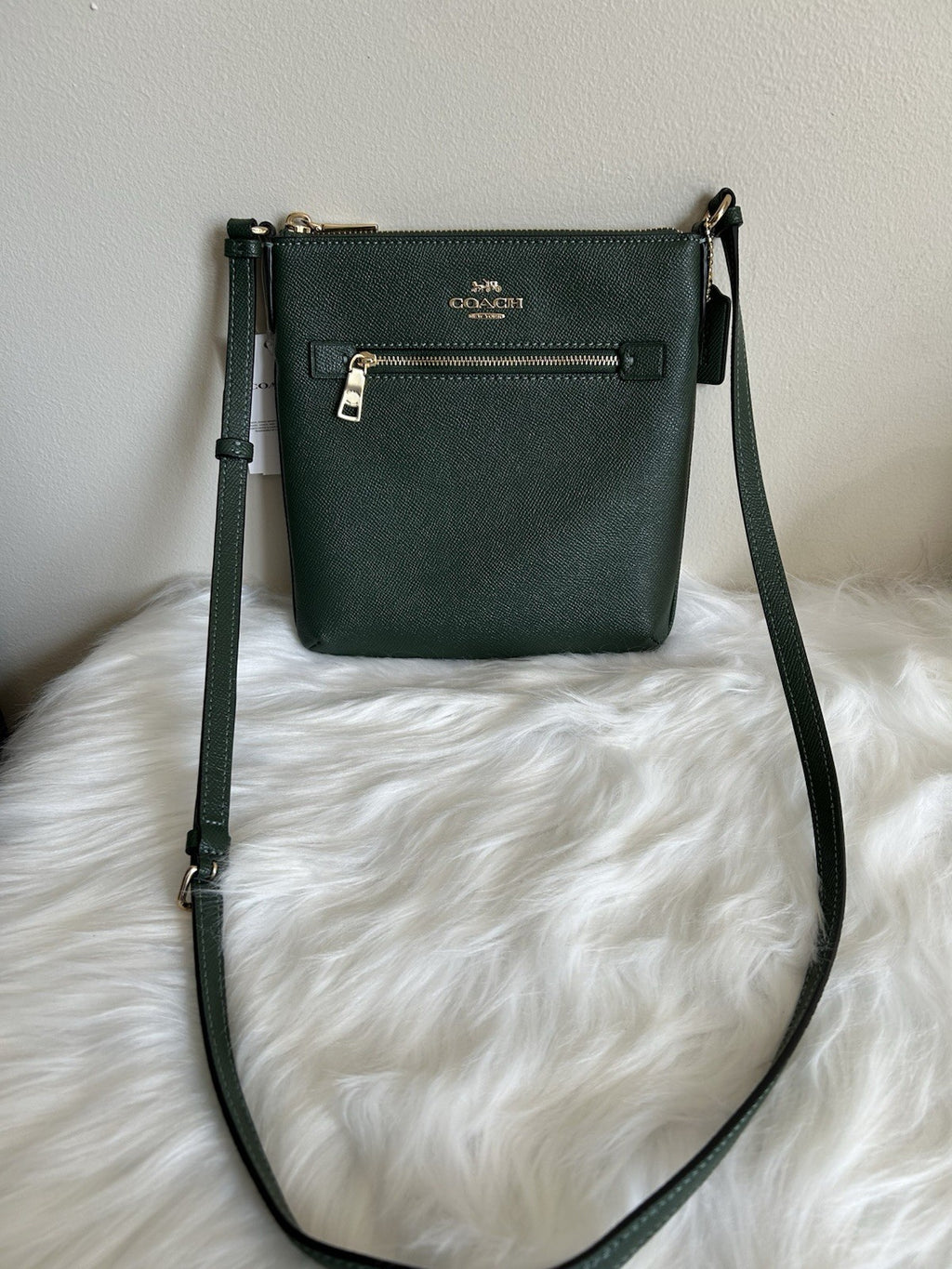 Coach Mini Rowan File Everglade Green Crossgrain Leather Crossbody Bag NWT