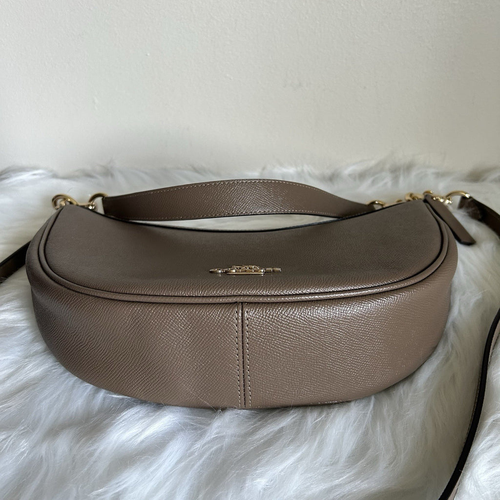 Coach Aria Dark Stone Pebbled Leather Shoulder Bag CCL28 NEW