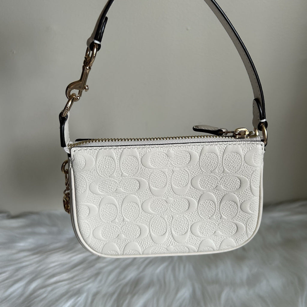 Coach Nolita 19 Chalk White Embossed Leather Shoulder Bag Excellent