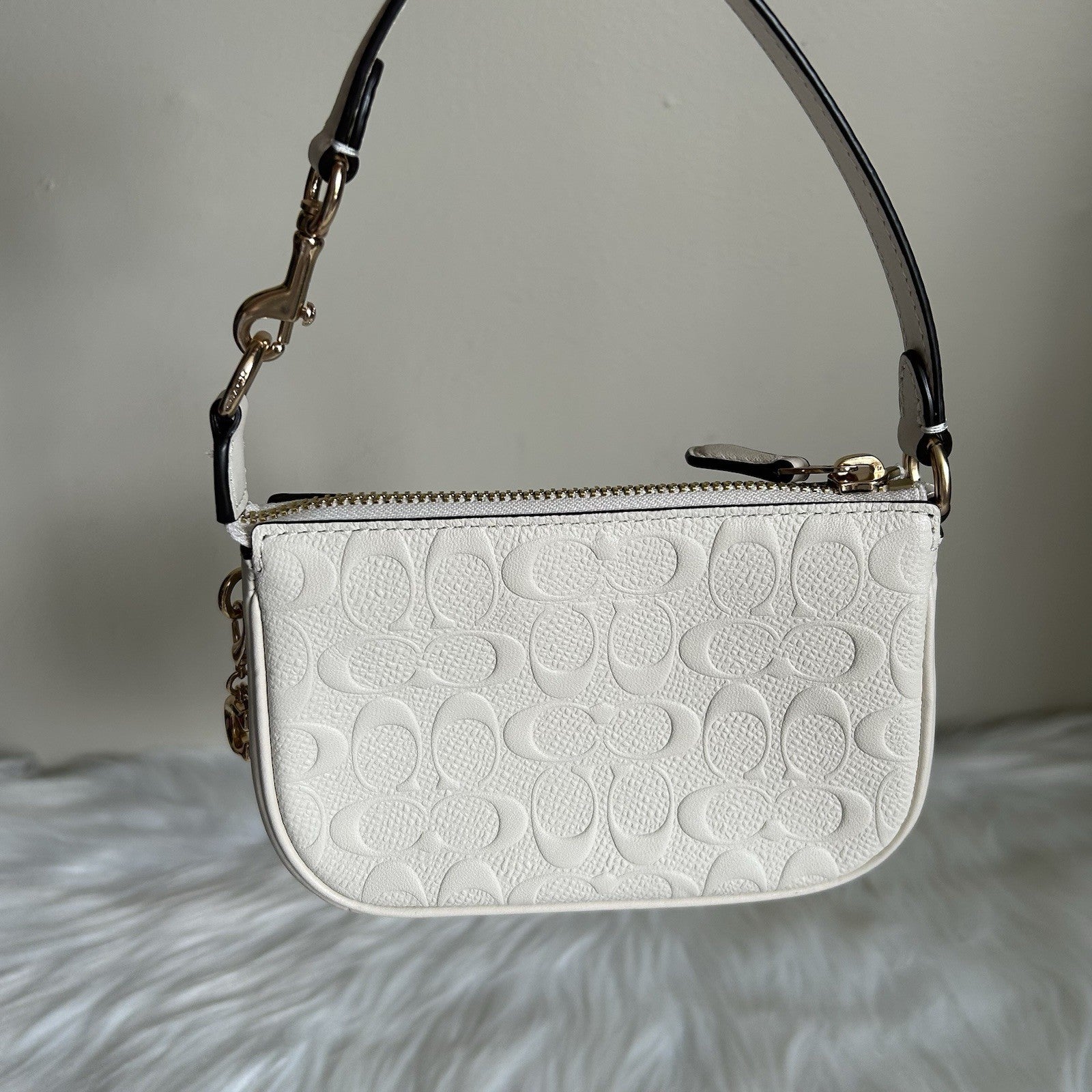 Coach Nolita 19 Chalk White Embossed Leather Shoulder Bag Excellent