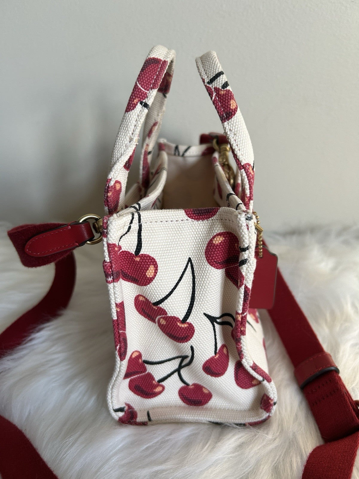 COACH Mini Cargo Tote Bag 20 Cherry Print
