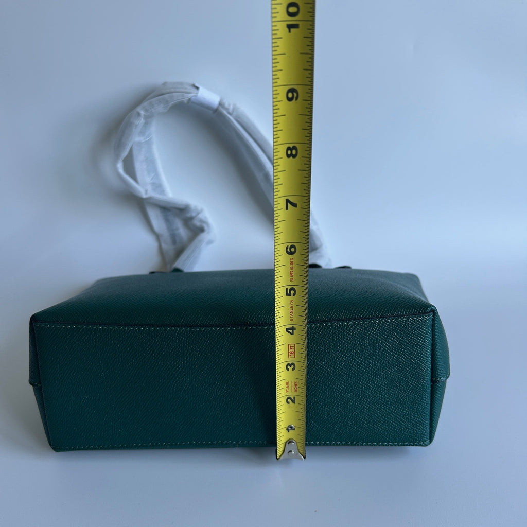 Coach Fiona Zip Tote Emerald Green Crossgrain Leather Bag NEW CW395