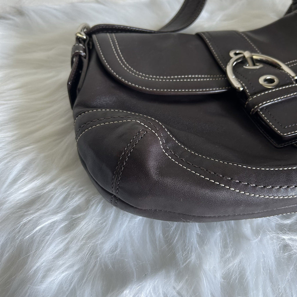 Coach Soho Flap Dark Brown Leather Shoulder Bag J0776-F10910 Excellent