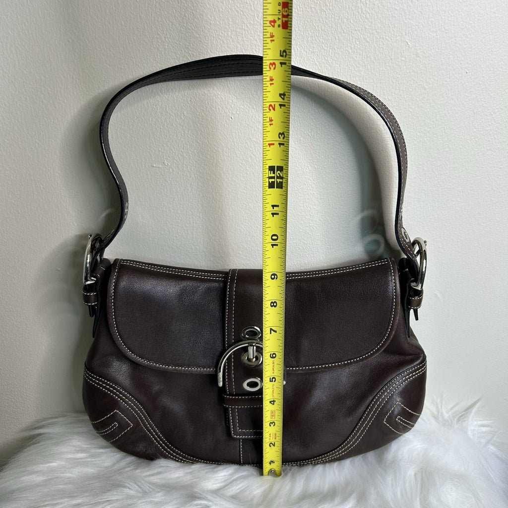 Coach Soho Buckle Flap Dark Brown Leather Shoulder Bag F10192 Good