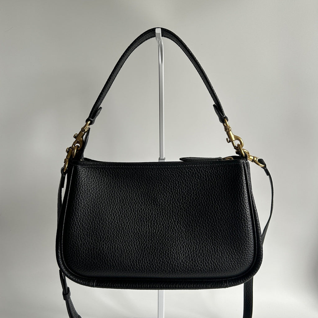 Coach Cary Black Pebbled Leather Crossbody Shoulder Bag CC437 Excellent