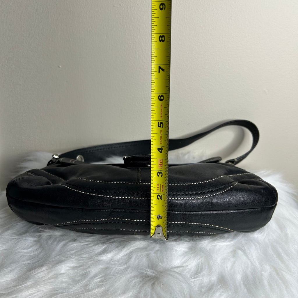Coach Soho Black Leather Flap Shoulder Bag Good