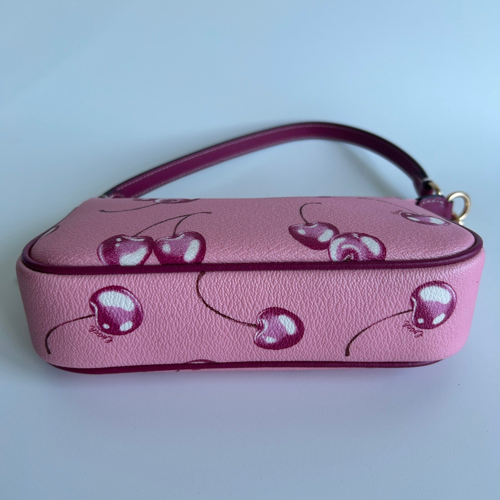 Coach Nolita 19 Pink Cherry Print Pebbled Leather Shoulder Bag Excellent